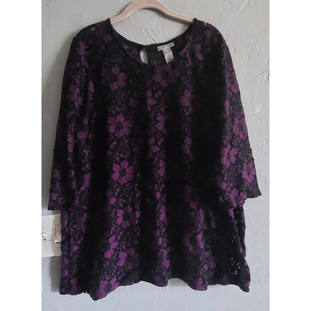 Catherines Tops Blouse Women 1X,18/20,Nylon Spandex, Polyester, 22 Inch Of Armp